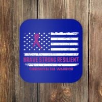 Brave Strong Fibromyalgia Warrior Awareness Usa Flag Chronic Gift Coaster