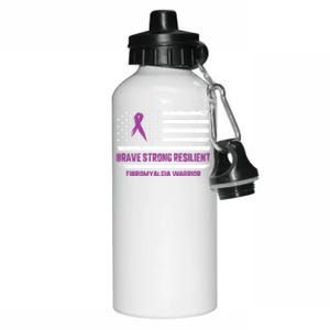 Brave Strong Fibromyalgia Warrior Awareness Usa Flag Chronic Gift Aluminum Water Bottle