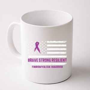 Brave Strong Fibromyalgia Warrior Awareness Usa Flag Chronic Gift Coffee Mug