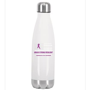 Brave Strong Fibromyalgia Warrior Awareness Usa Flag Chronic Gift Stainless Steel Insulated Water Bottle