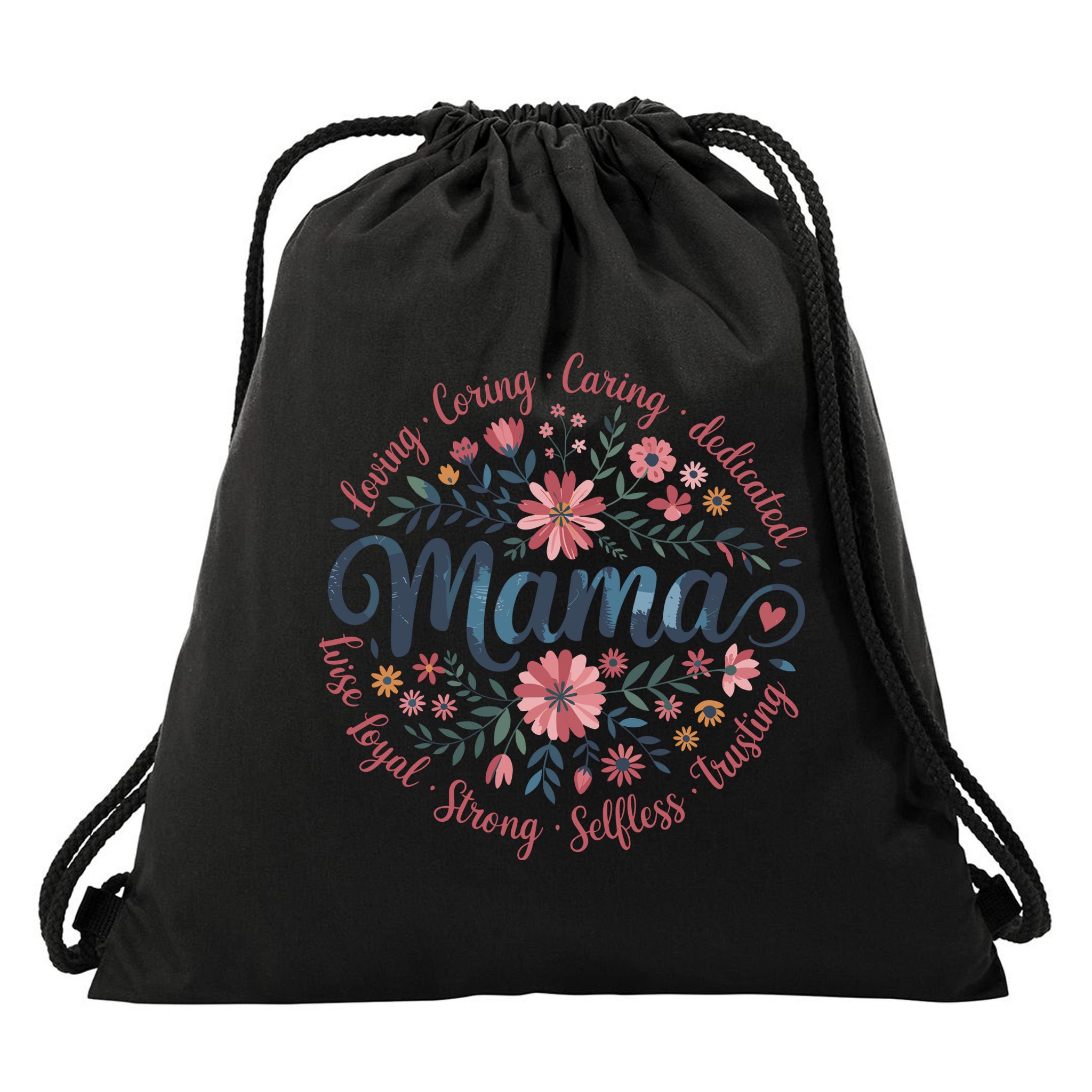 Boho Style Floral Mama She Is Mom Mothers Day Drawstring Bag
