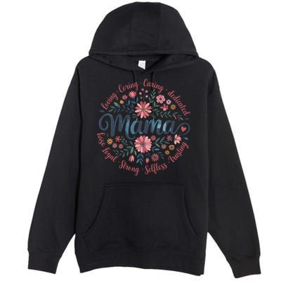Boho Style Floral Mama She Is Mom Mothers Day Premium Pullover Hoodie