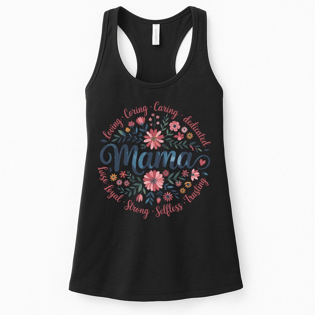 Boho Style Floral Mama She Is Mom Mothers Day Womens Tank Top