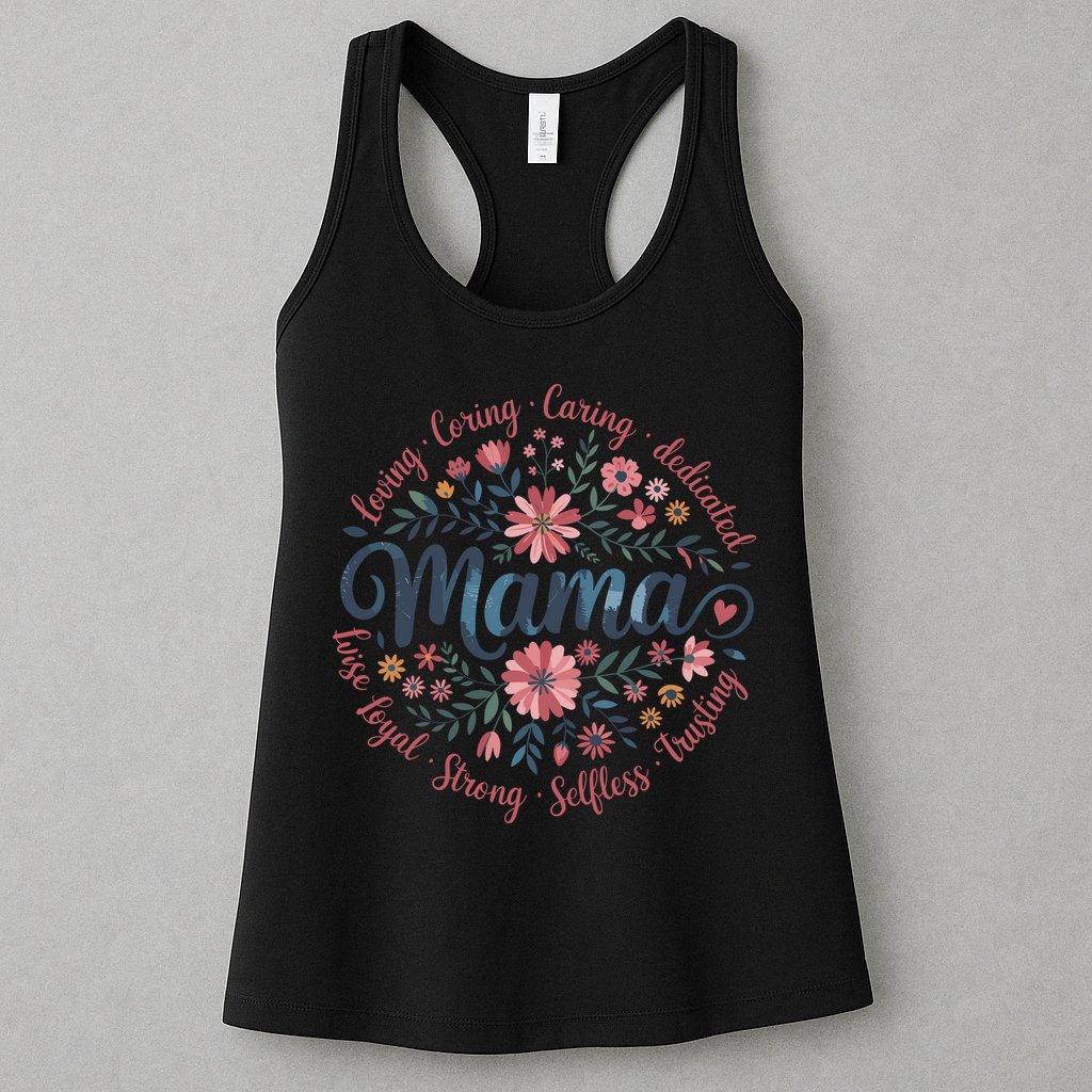 Boho Style Floral Mama She Is Mom Mothers Day Womens Tank Top