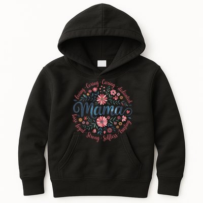 Boho Style Floral Mama She Is Mom Mothers Day Kids Hoodie