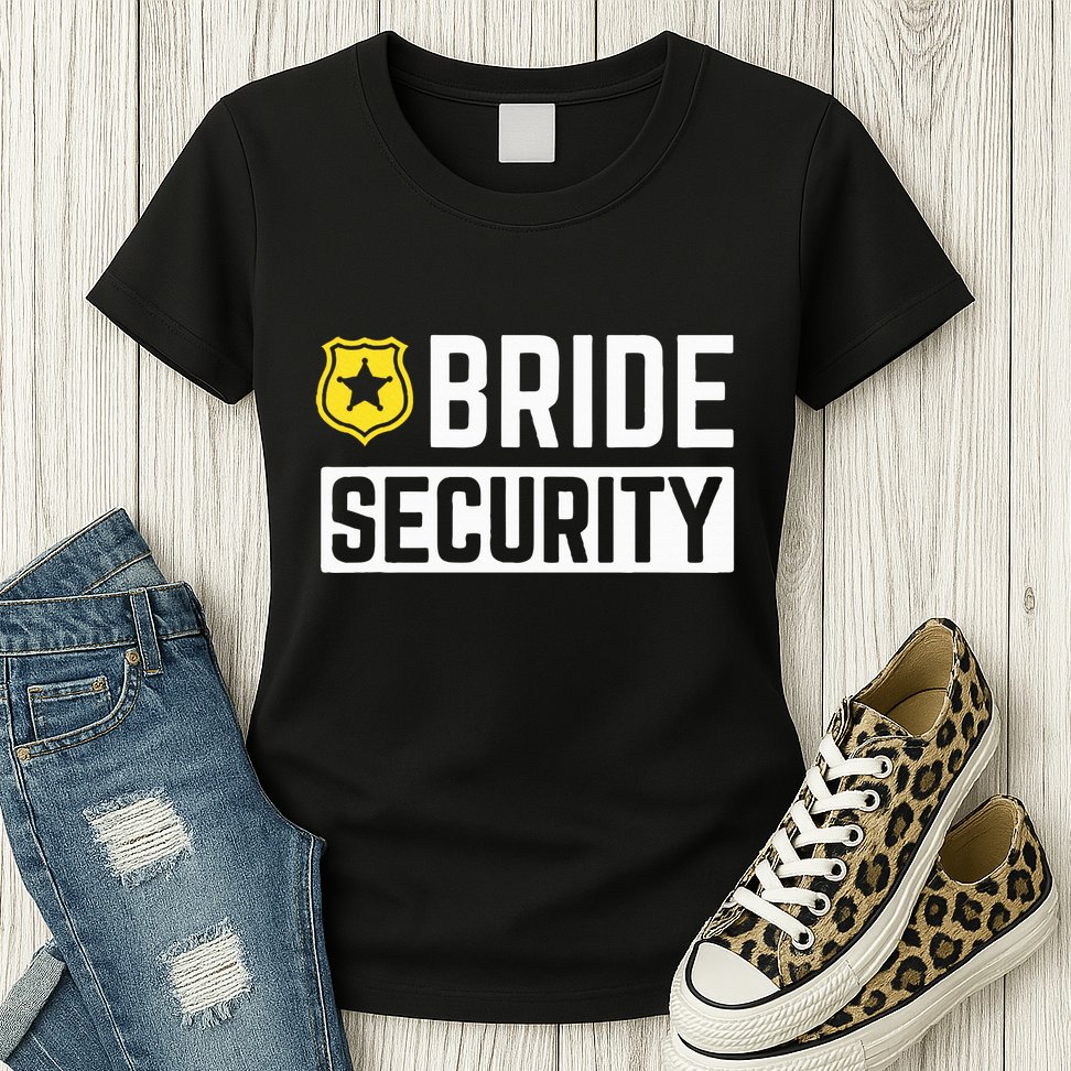 Bride Security Funny Wedding Bridal Party Womens T-Shirt
