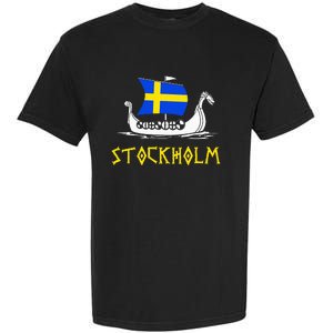 Boat Swedish Flag Sweden Viking Ship Stockholm Garment-Dyed Heavyweight T-Shirt