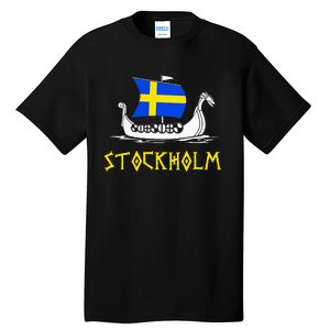 Boat Swedish Flag Sweden Viking Ship Stockholm Tall T-Shirt