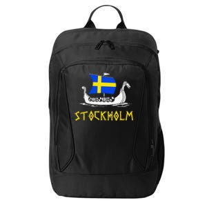 Boat Swedish Flag Sweden Viking Ship Stockholm City Backpack