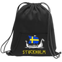 Boat Swedish Flag Sweden Viking Ship Stockholm Sweatshirt Cinch Pack Bag