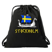 Boat Swedish Flag Sweden Viking Ship Stockholm Drawstring Bag