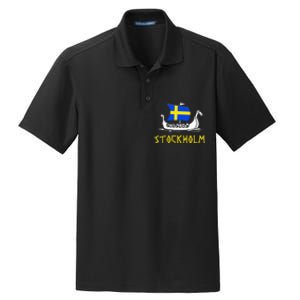 Boat Swedish Flag Sweden Viking Ship Stockholm Dry Zone Grid Polo