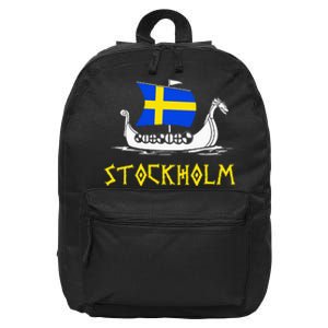 Boat Swedish Flag Sweden Viking Ship Stockholm 16 in Basic Backpack