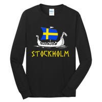 Boat Swedish Flag Sweden Viking Ship Stockholm Tall Long Sleeve T-Shirt