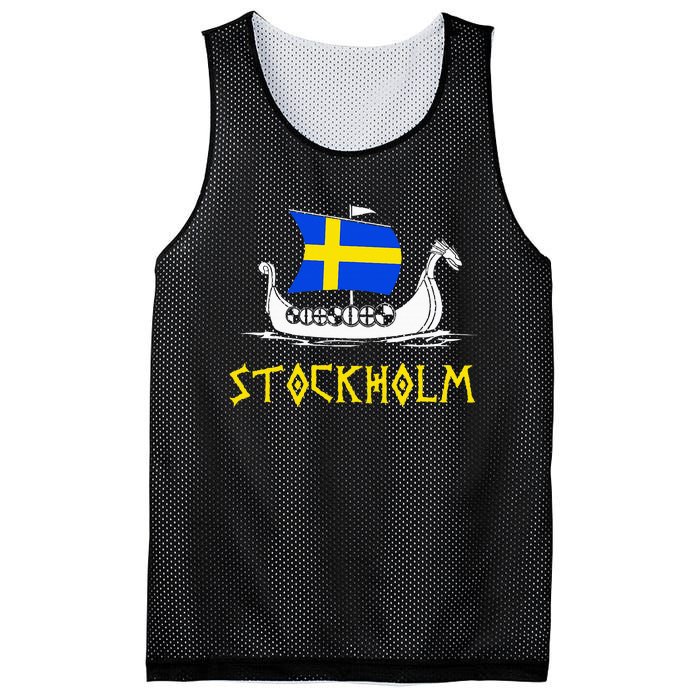 Boat Swedish Flag Sweden Viking Ship Stockholm Mesh Reversible Basketball Jersey Tank