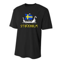 Boat Swedish Flag Sweden Viking Ship Stockholm Youth Performance Sprint T-Shirt