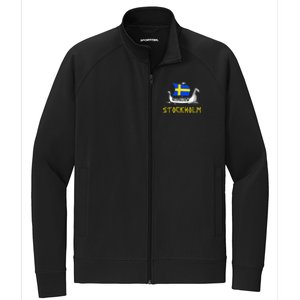 Boat Swedish Flag Sweden Viking Ship Stockholm Stretch Full-Zip Cadet Jacket