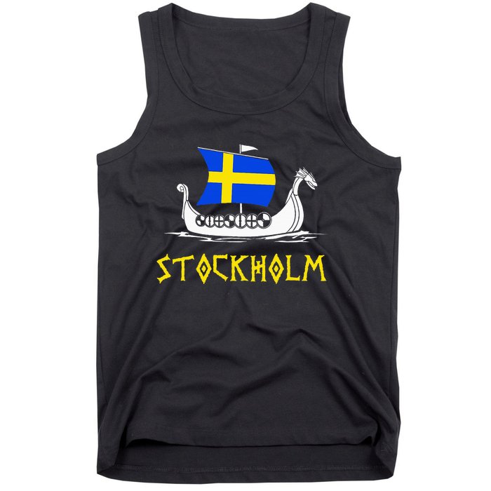 Boat Swedish Flag Sweden Viking Ship Stockholm Tank Top