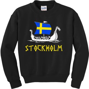 Boat Swedish Flag Sweden Viking Ship Stockholm Kids Sweatshirt