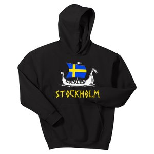 Boat Swedish Flag Sweden Viking Ship Stockholm Kids Hoodie