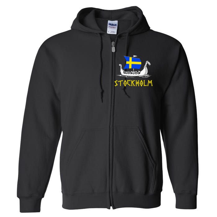 Boat Swedish Flag Sweden Viking Ship Stockholm Full Zip Hoodie