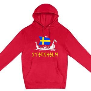 Boat Swedish Flag Sweden Viking Ship Stockholm Premium Pullover Hoodie