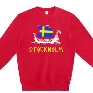 Boat Swedish Flag Sweden Viking Ship Stockholm Premium Crewneck Sweatshirt