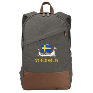 Boat Swedish Flag Sweden Viking Ship Stockholm Cotton Canvas Backpack