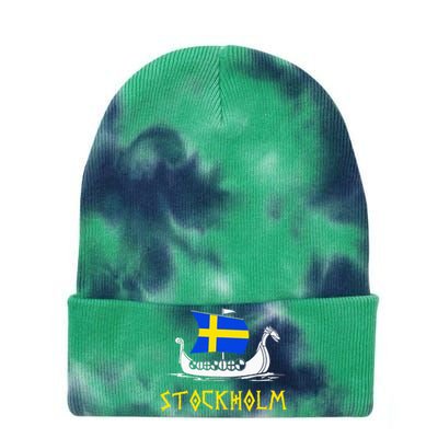 Boat Swedish Flag Sweden Viking Ship Stockholm Tie Dye 12in Knit Beanie