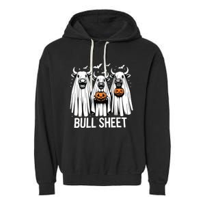 Bull Sheet Funny Ghost Cow Halloween Garment-Dyed Fleece Hoodie