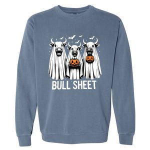 Bull Sheet Funny Ghost Cow Halloween Garment-Dyed Sweatshirt