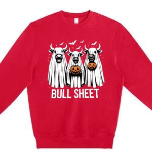 Bull Sheet Funny Ghost Cow Halloween Premium Crewneck Sweatshirt