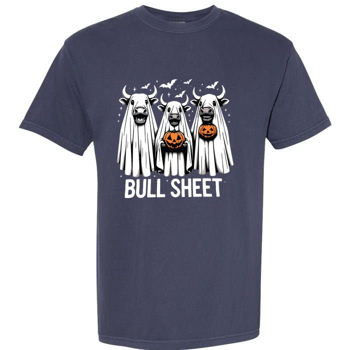 Bull Sheet Funny Ghost Cow Halloween Garment-Dyed Heavyweight T-Shirt