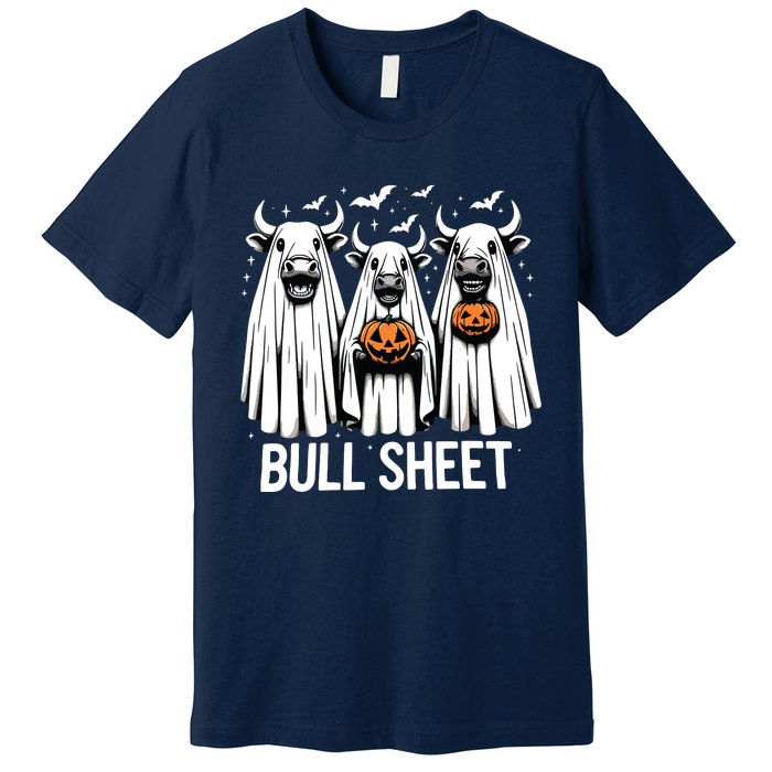 Bull Sheet Funny Ghost Cow Halloween Premium T-Shirt