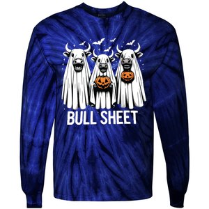 Bull Sheet Funny Ghost Cow Halloween Tie-Dye Long Sleeve Shirt