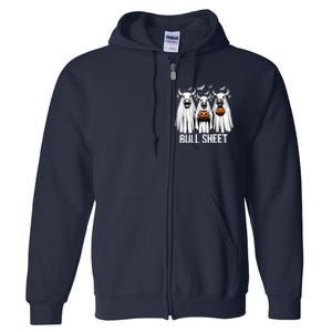 Bull Sheet Funny Ghost Cow Halloween Full Zip Hoodie