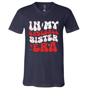 Baseball Sister Funny Women Mothers Day V-Neck T-Shirt