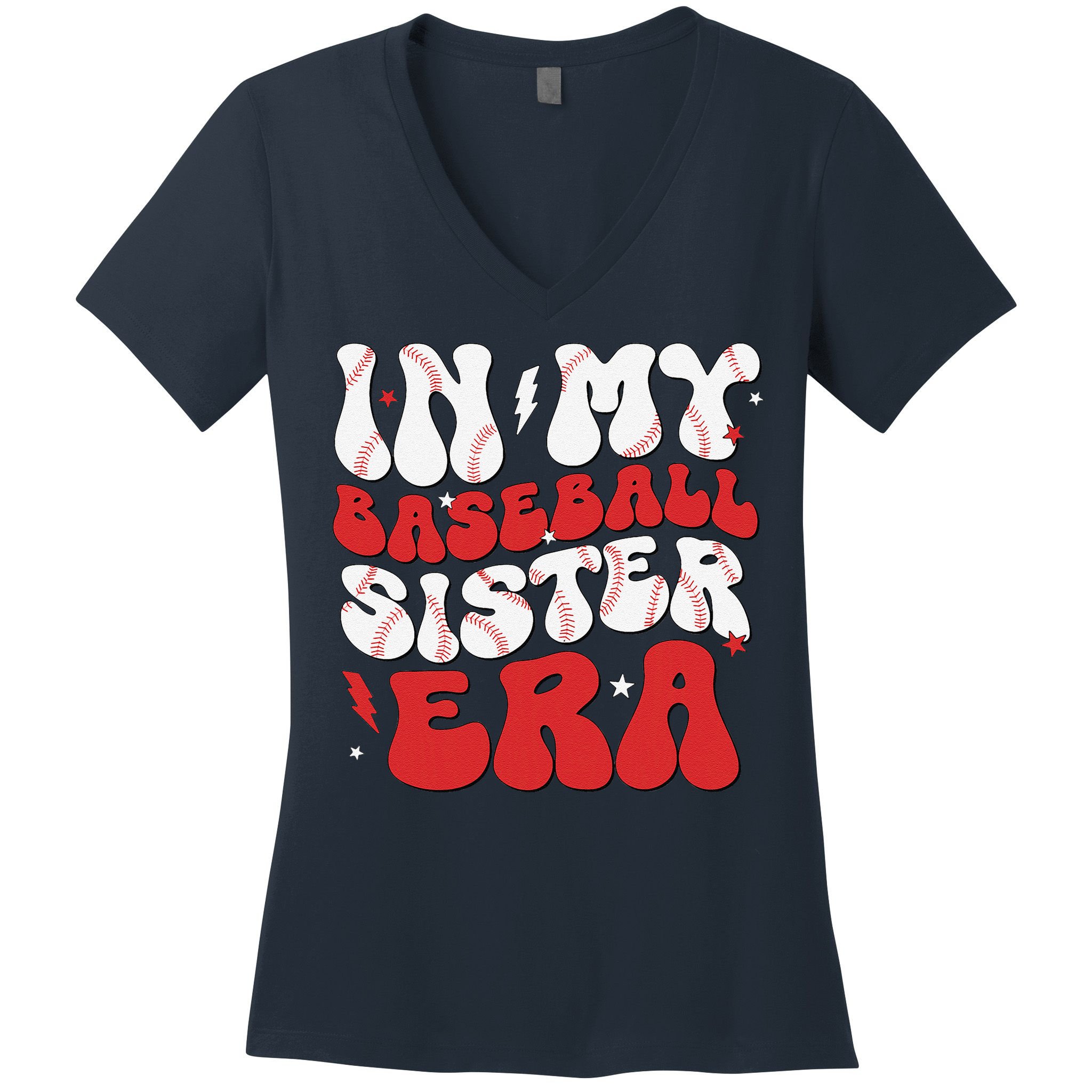 Baseball Sister Funny Women Mothers Day Women's V-Neck T-Shirt
