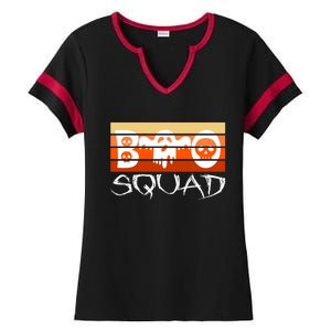 Boo Squad Funny Happy Halloween Cute Ghost Ladies Halftime Notch Neck Tee