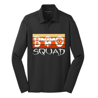 Boo Squad Funny Happy Halloween Cute Ghost Silk Touch Performance Long Sleeve Polo