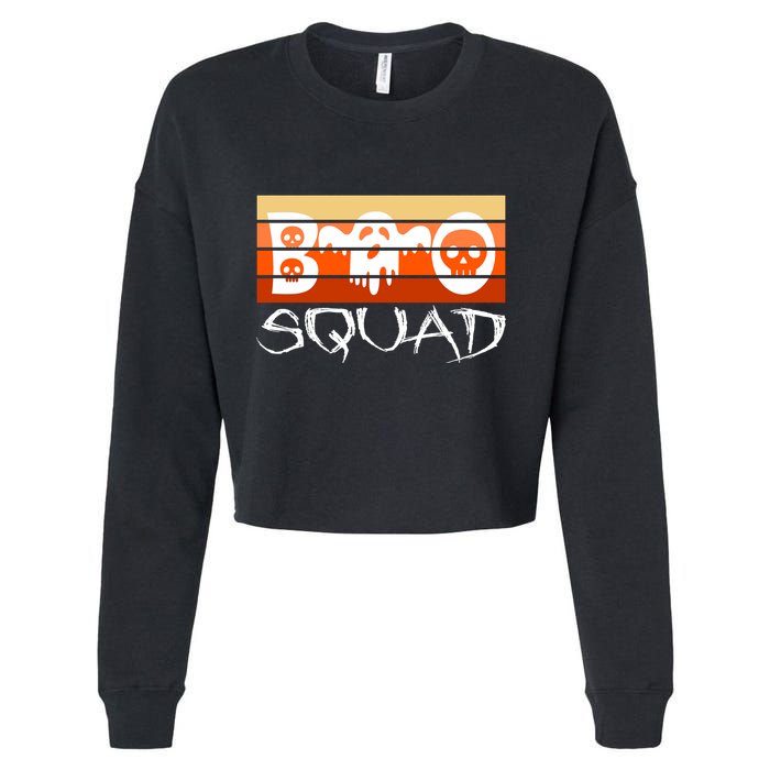 Boo Squad Funny Happy Halloween Cute Ghost Cropped Pullover Crew