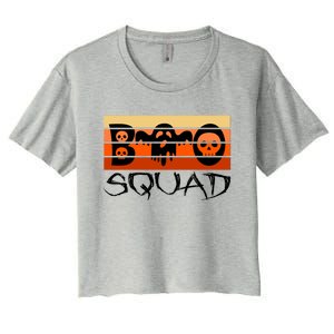 Boo Squad Funny Happy Halloween Cute Ghost Women's Crop Top Tee