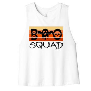 Boo Squad Funny Happy Halloween Cute Ghost Women's Racerback Cropped Tank