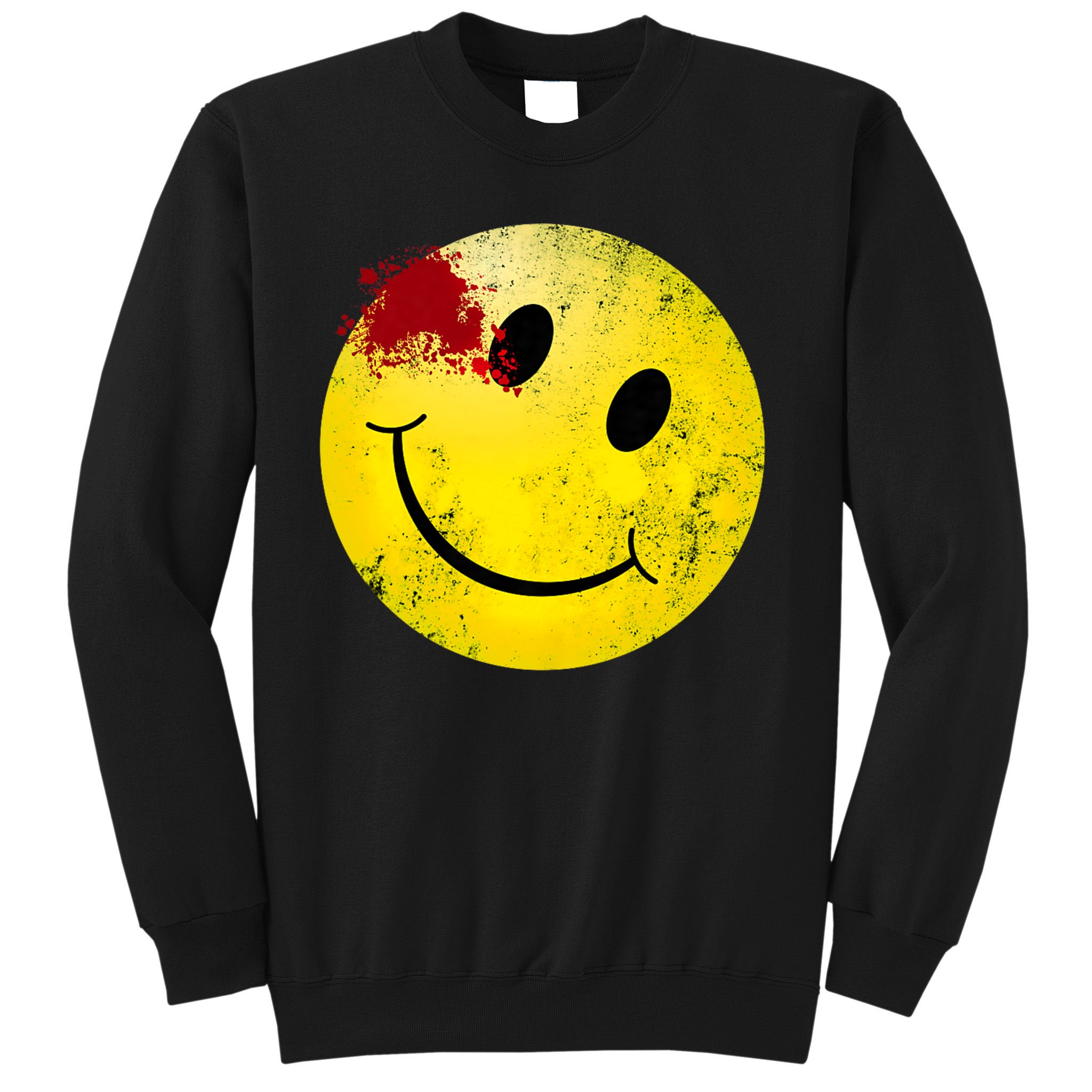 Bloody Smiling Face I Vintage Smile Emojicon Sweatshirt