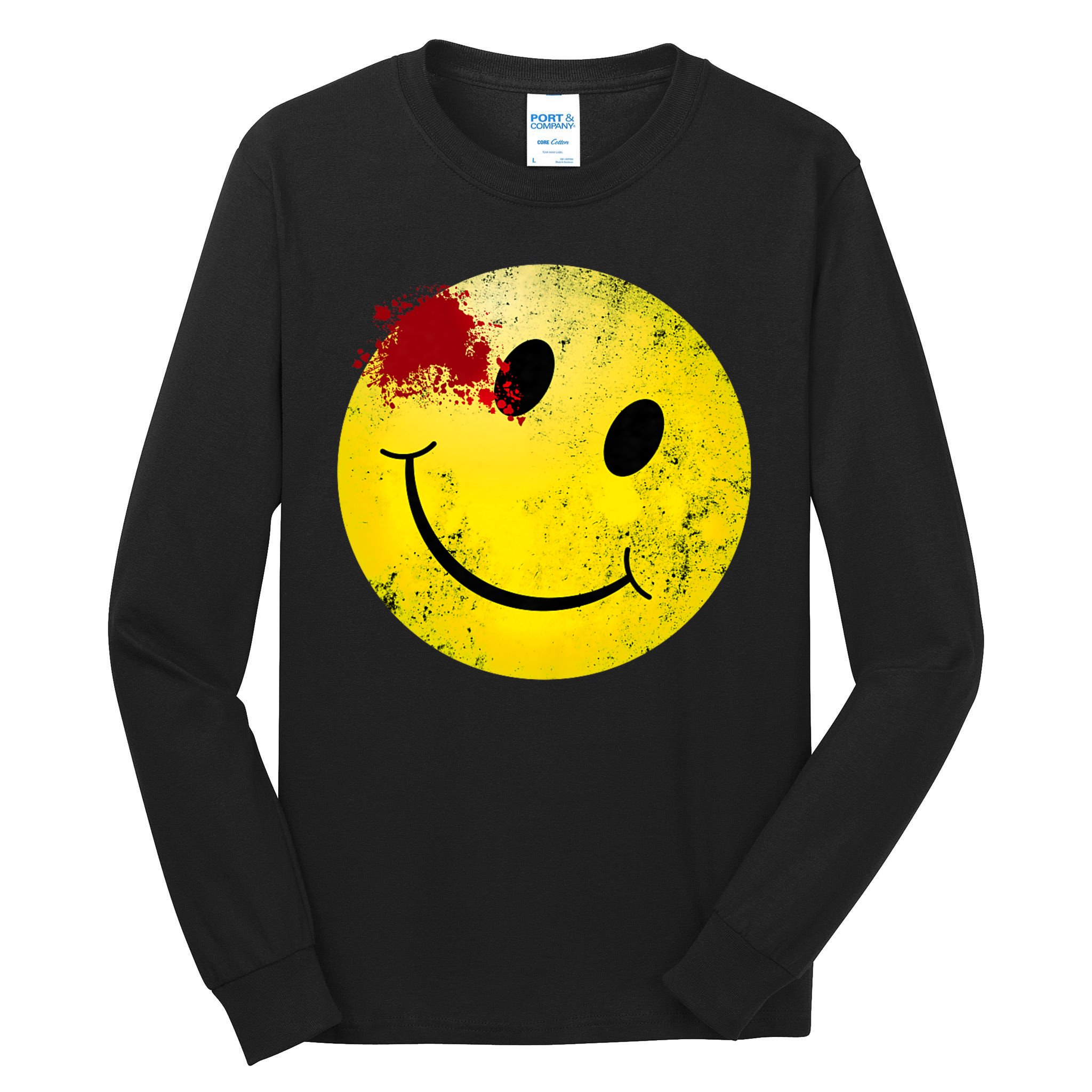 Bloody Smiling Face I Vintage Smile Emojicon Tall Long Sleeve T-Shirt