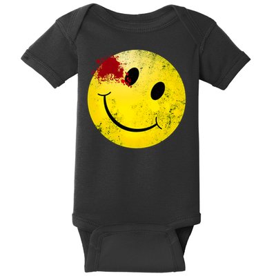 Bloody Smiling Face I Vintage Smile Emojicon Baby Bodysuit