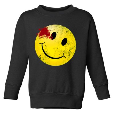 Bloody Smiling Face I Vintage Smile Emojicon Toddler Sweatshirt
