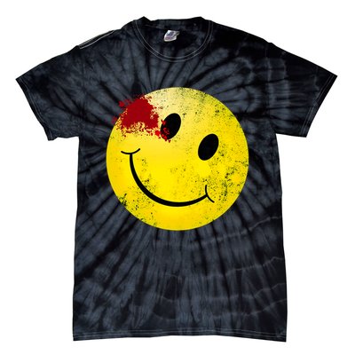 Bloody Smiling Face I Vintage Smile Emojicon Tie-Dye T-Shirt