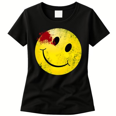 Bloody Smiling Face I Vintage Smile Emojicon Womens T-Shirt
