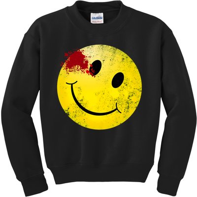 Bloody Smiling Face I Vintage Smile Emojicon Kids Sweatshirt